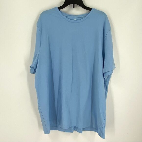H&M Men’s Crew Neck Short Sleeve Blue Basic Shirt size XXL - Picture 1 of 3